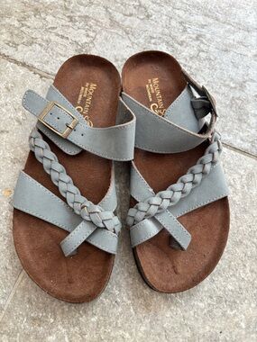 Mountain Sole White Mountain Hazy Braided Footbed Sandals Size 7 Blue Faux Suede